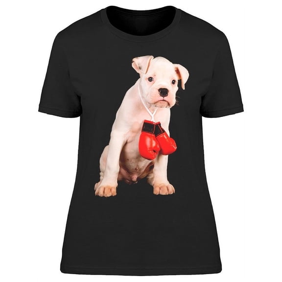 Boxer Puppy W/boxing Gloves T-Shirt Women -Image by Shutterstock, Female XX-Large