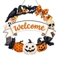 thumbnail image 3 of Halloween Decoration Wooden Ghost Door Wreath for Front Door Sign Wall Signs Pumpkin Bat Black Cat Happy Halloween Sign Hanging for Home Wall Decor Party Outdoor Indoor Supply,A, 3 of 7