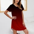 thumbnail image 2 of Womens Short Sleeve Gradient Printing Sleepshirt Scoopneck Cute Nightdress Comfy Nightgown Dress, 2 of 6