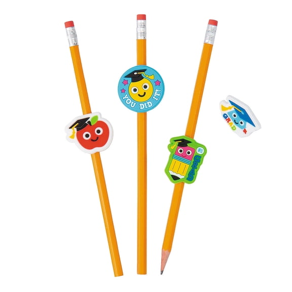 1" – 1 1/2" Bulk 48 Pieces Bulk Elementary Grad Rubber Pencil Charms Assortment