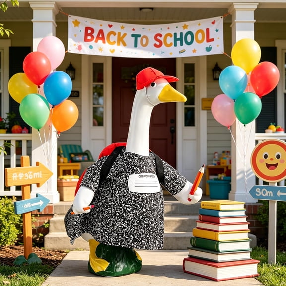 AuroraX Back to Class School Porch Goose Clothes Set 23" Porch Goose Summer Outfit 17-19 In Holiday Funny Porch Goose Accessories Lawn Garden Decor