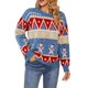 thumbnail image 1 of Jerséis de ganchillo para mujer, informal, muñeco de nieve, patrón de copo de nieve, cuello redondo, atuendo diario FLhrweasw Nuevo, 1 of 9