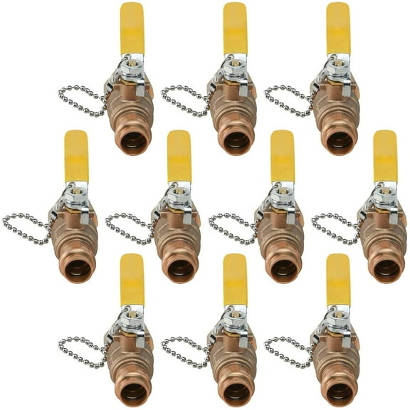 Midline Valve VHR256B-10 Premium Brass Full Port Hose Ball Valve with Chain and Cap, 3/4 in. Press x 3/4 in. Hose (10 Pack)
