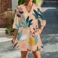 thumbnail image 2 of Cute Lizards Among Plants Womens Dress With Pockets Summer V Neck 3/4 Sleeve Dress Plus Size Loose Dress, 2 of 7