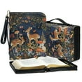 thumbnail image 4 of ZUXONGSY Fantasy Forest Sika Deer Bunny Floral Prints PU Leather Bible Cover for Women Men Lightweight Bible Carrying Case with Detachable Wristlet Strap Scripture Bag for Daily Commuter, L, 4 of 7