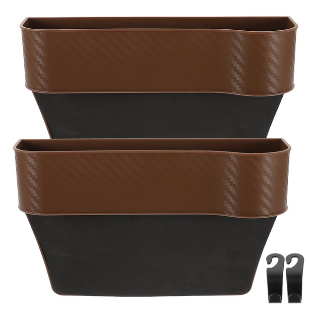 GOOHOCHY 2 cajas de almacenamiento para huecos de asientos de coche, organizador de relleno para huecos de asientos de coche con portavasos.