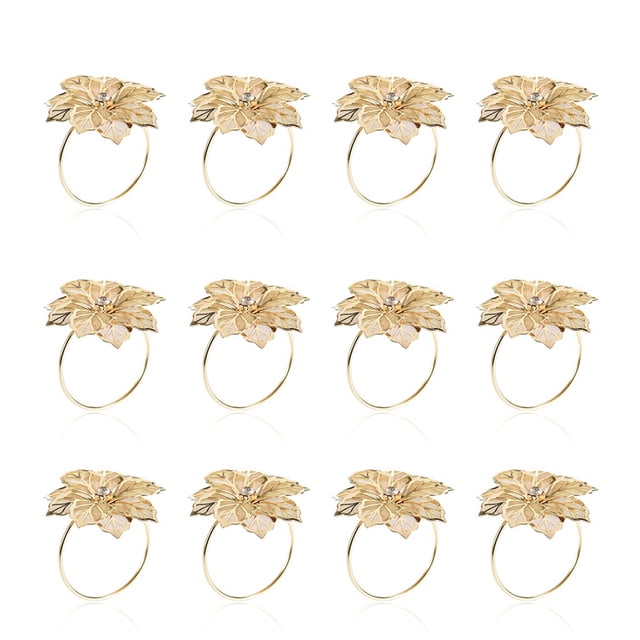 Ounissouiy 12 piezas de flor hueca servilletero anillo servilletero Clip fiesta boda cena familiar decoración servilleta hebilla accesorios de Mostrada Ounissouiy HA1761-00B