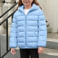 thumbnail image 2 of AHTJRT Hooded Jackets for Kids Girls Boys Solid Color Full Zip Pockets Puffer Shacket Fall Winter Spring Long Sleeve Windproof Puffy Coats Sky Blue#01 4-5 Years, 2 of 9