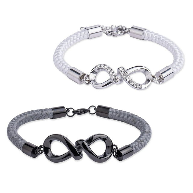 Pulseras para Pareja de Infinito LuckyLy Brazaletes de Acero Inoxidable Modelo Soni Plateado UNITALLA