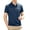 Blue, variant on Men's Grid Jacquard Short Sleeve Polo Shirt, Slim Fit Casual Summer Top with Chest Pocket & Checkered Print Accent
