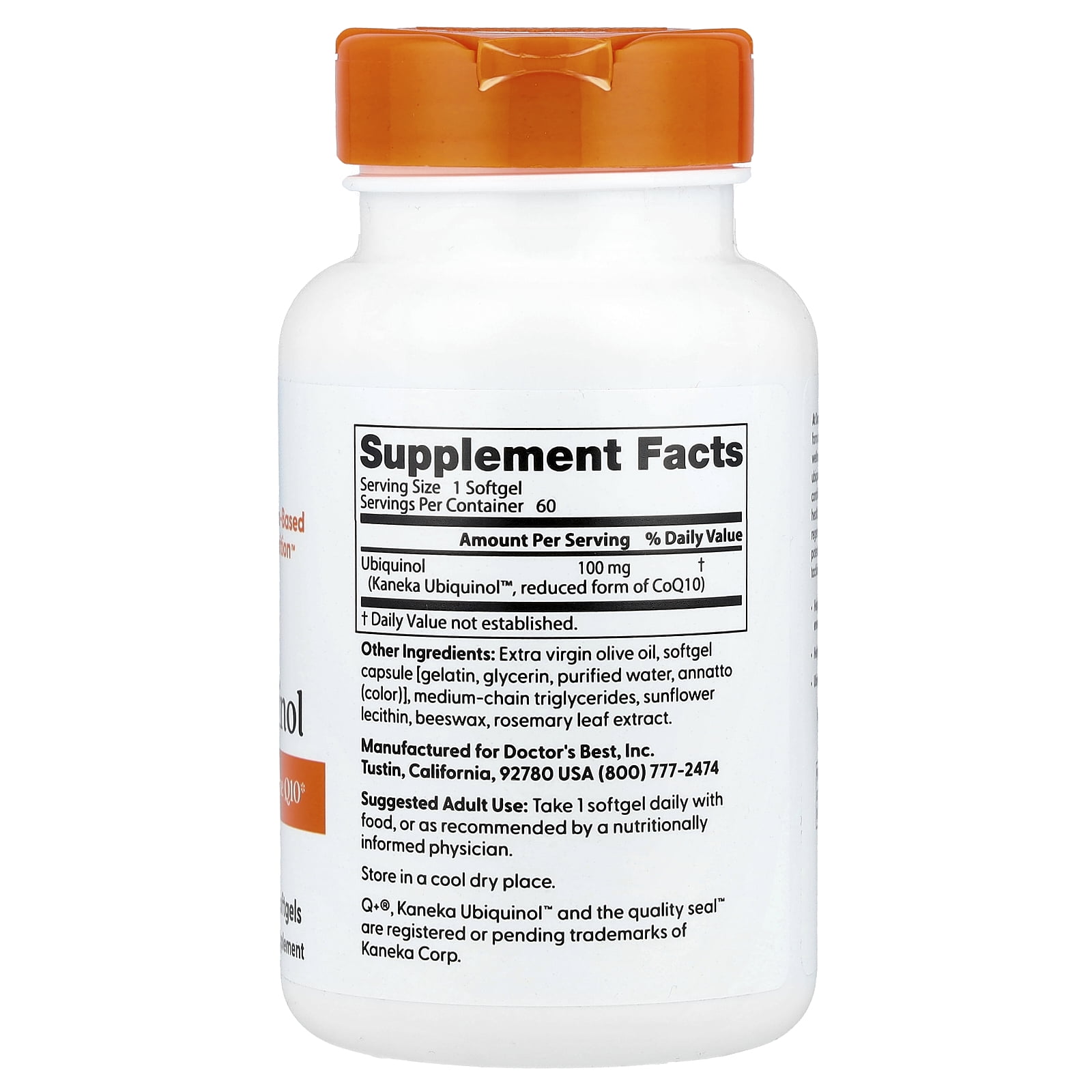 Doctor's Best Ubiquinol with Kaneka Q10, 100mg, 60 Sgels