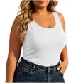 thumbnail image 3 of JOANKDMI Plus Size Tank Tops for Women Sleeveless Summer Scoop Neck Wide Strap Loose Fit Tunic Autumn Casual Vacation Layering Piece Wear,White,L-5XL, 3 of 7