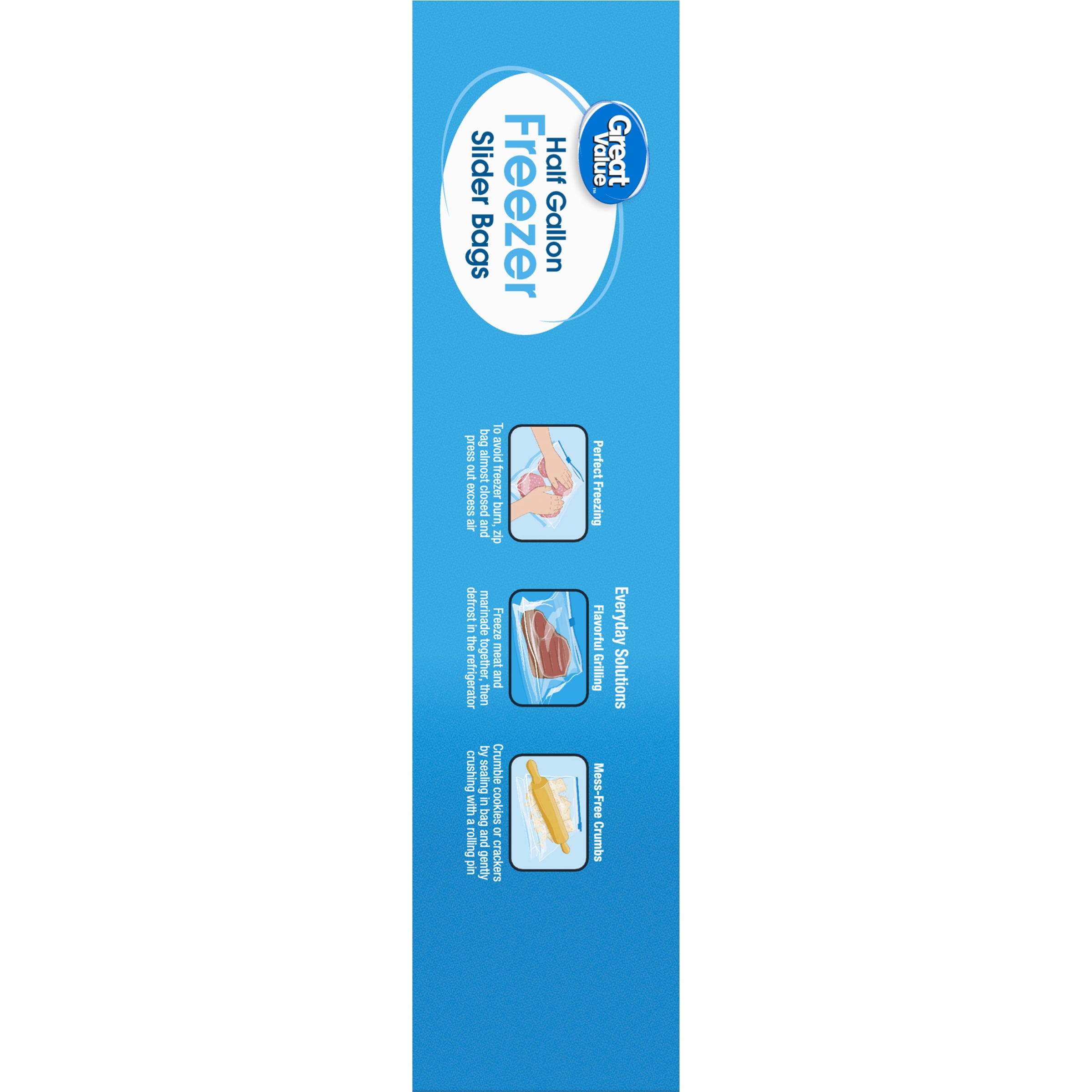 Great Value Half Gallon Freezer Slider Bags, 40 Count