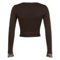 thumbnail image 7 of Women's Long Sleeve T Shirt Spliced Lace Neck Crop Design for Everyday Wear, 7 of 7