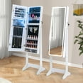 thumbnail image 2 of Costway LED Mirror Jewelry Cabinet Organizer Armoire Standing with Built-in 3 Color Light, 2 of 10