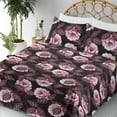 thumbnail image 3 of Ambesonne Flowers Boho Fitted & Flat Sheet with Sham 3 Pcs Set, Night Jungle Floral, Twin, Dark Purple Blush and Plum, 3 of 5