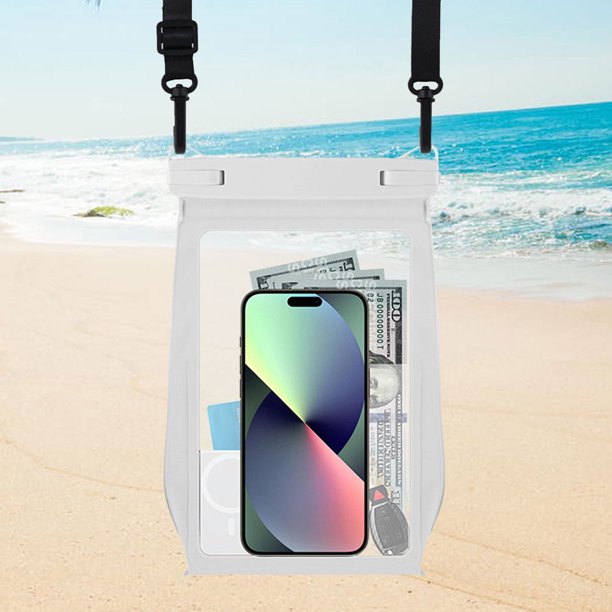 Teléfono grande bolsa impermeable ipx8 flotante bolsa seca transparente con cordón blanco