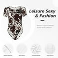 thumbnail image 6 of Rateoe Cow Skin Printed Women Rash Guard Short Sleeve,Tummy control Swimsuit Surfing Swimsuit Bathing Suit Short-sleeved Onesie UPF 50+, 6 of 6