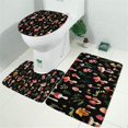 thumbnail image 2 of Red Mushroom Leaf Black Pattern Bathroom Rugs Sets 3 Piece,Toilet Cover Set,Absorbent Non Slip Bathroom Mats Sets with U-Shaped Contour Rug Toilet Rug Set, 2 of 5