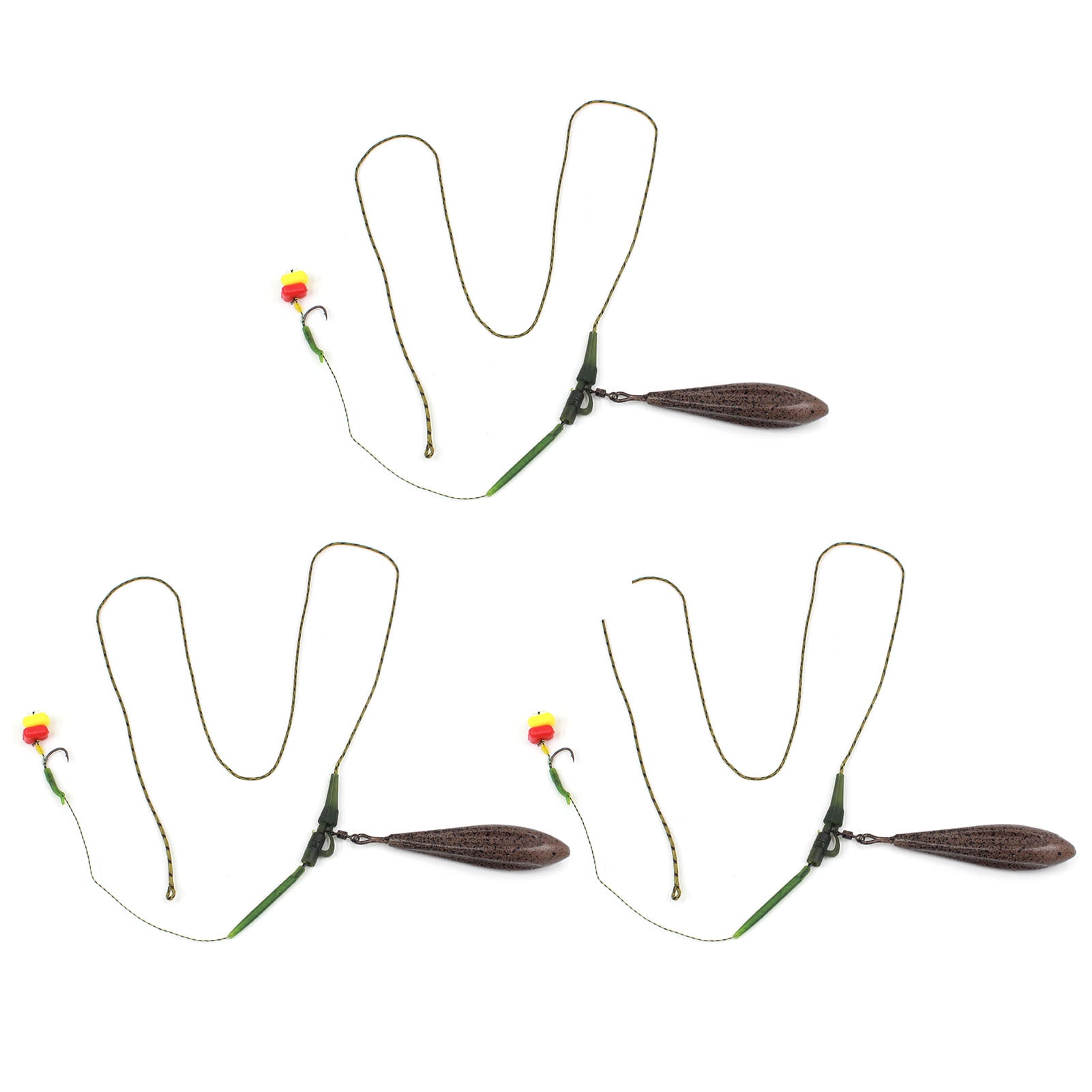 Gecheer 3 Pack Carp Fishing Inline Rig Set with Weight Tail Rubber