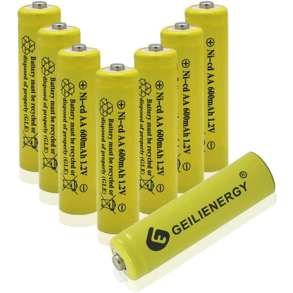 AIR-Solar Light Batteries AA Ni-CD AA 600mAh Rechargable Batteries,AA Rechargeable Batteries for Solar Light Solar Lamp Yellow Color(8PCS)