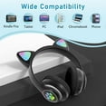 thumbnail image 4 of Auriculares inalámbricos Bluetooth para niños, adolescentes y adultos, auriculares Bluetooth con micrófono, auriculares con orejas de gato para niñas y mujeres (negro), 4 of 5