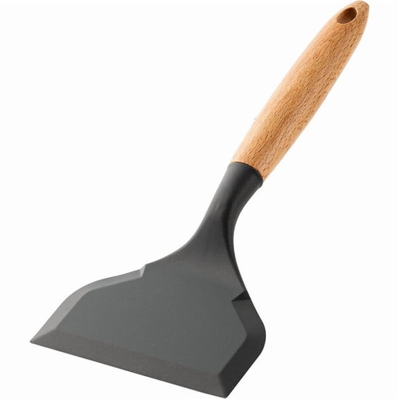 Staron Heat-Resistant Silicone Spatula with Wooden Handle, Flexible Non-Stick Cooking Turner for Tamagoyaki Omelets Pancakes, Multi-Purpose Kitchen Utensil for Flipping Burgers Fish Serving