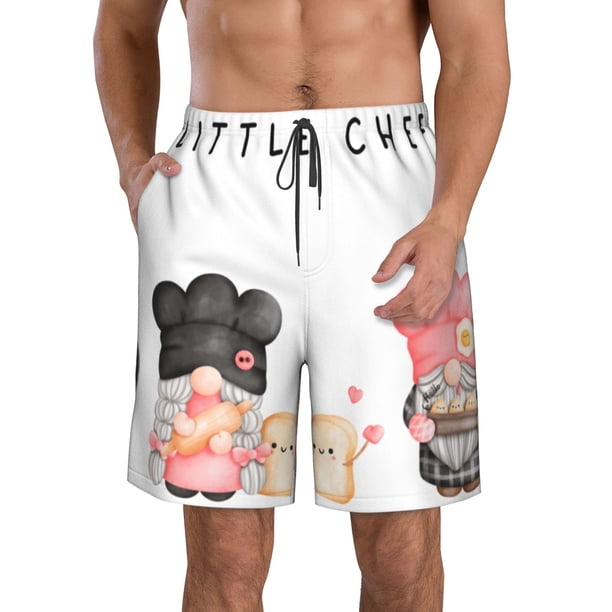 Balery Baker Gnome Traje de Baño Estilo Hawaiano para Hombre, Shorts de Secado Rápido con Bolsillos-Small