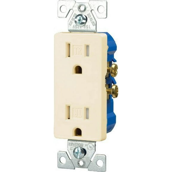 Eaton TR1107LA Tamper Resistant Decorator Duplex Receptacle, Light Almond