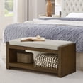 thumbnail image 2 of GZXS 40-Inch Padded Entryway Bench with Lower Shelf – Compact Accent Bench with Storage and Removable Beige Cushion for Bedroom, Living Room, or Hallway, 2 of 7