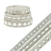 Wrapables 3 Yards Self Adhesive Crystal Rhinestone Ribbons, Diamond Bling Tape Strips Trim for DIY Crafts Wedding Party Decoration (3 Rolls), Silver