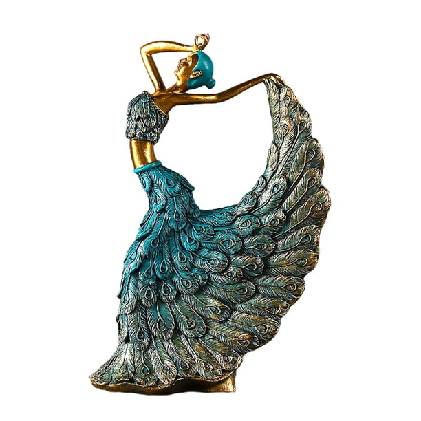 s de de Escultura de de resina Adornos de Bronce Figura bailarina de pavo real