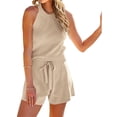 thumbnail image 2 of Women Summer 2 Piece Outfits Knit Halter Tank Top And Shorts Lounge Set, 2 of 7