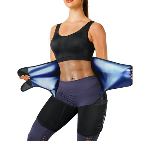 

Nebility Sauna Thigh Trimmer for Women & Men Weight Loss Waist Trimmer Sweat Body Shaper Tummy Control Waist Trainer Workout Belt(Blue X-Large)