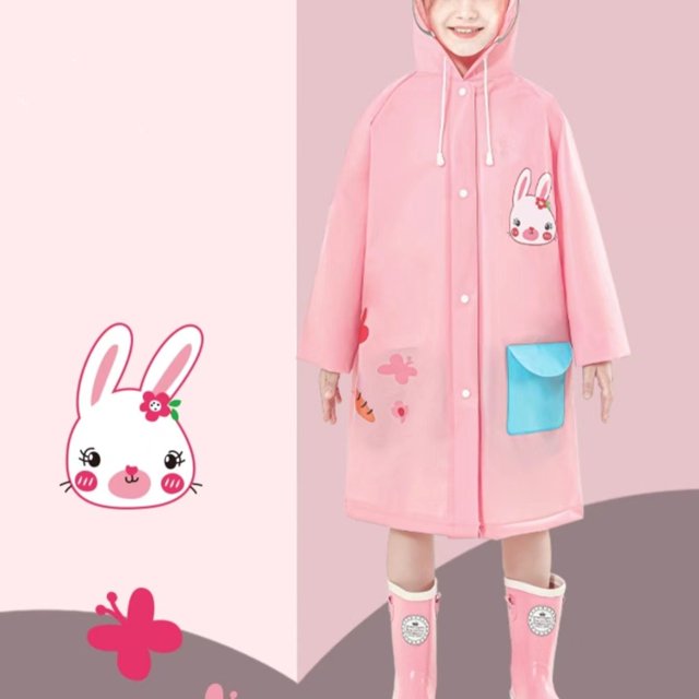Chubasquero microelástico de PU con dibujos animados para niños: ¡súper cómodo y elegante!