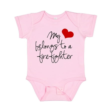 

Inktastic My Heart Belongs Firefighter Girls Baby Bodysuit