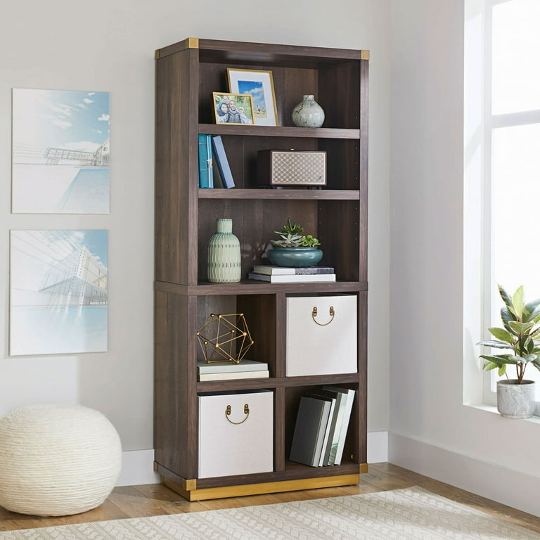 Better Homes Gardens Lana Modern Cube Organizer Bookcase Toasted Brown Ash Finish