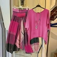 thumbnail image 2 of Ensemble 2 Pcs pour Femmes Été Imprimé Col Rond Manches Mi-Longues Pull + Pantalon, 2 of 8
