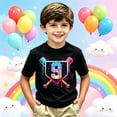 thumbnail image 2 of Boys Short Sleeve T Shirts Crewneck Tops Basic Tees Game Day Print, School & Sports Wear,Boys Casual Clothes (Black,8-9 Years), 2 of 4