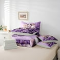 thumbnail image 5 of Manfei Lovely Kitten Bedding Comforter Set 7 Pieces,Flower Floral Full Bedding Set,Purple Beige Fitted Sheet Flat Sheet,Lightweight Room Decor Reversible, 5 of 7