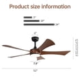 thumbnail image 3 of 52"Modern Ceiling Fan With 3 Color Dimmable and Remote Control 5 ABS Blades Reversible DC Motor With Led Light, 3 of 7