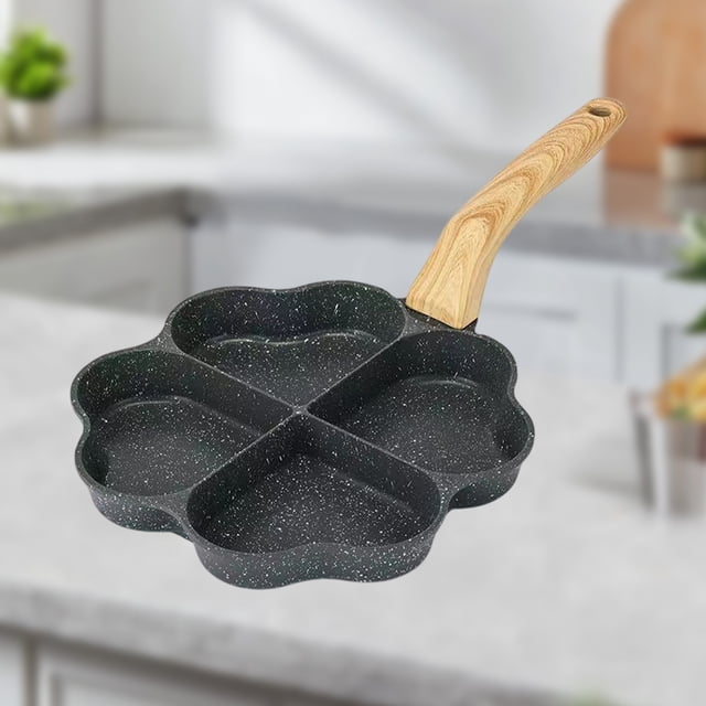 Sartén de aluminio de cuatro agujeros para desayuno, mini sartén para tortillas, sartén antiadherente de fondo plano para huevos y albóndigas, sartén para tortillas de hamburguesas