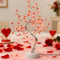 Valentines Day Love Tree Lamp with 50 LED Lights and 18Pcs Heart Ornaments,24inch Bonsai Artificial Birch Tree Lights,Battery/USB Operated Night Lights for Tabletop Home Decor