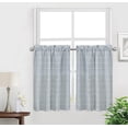 thumbnail image 1 of Kitchen Curtains 24 Inch Cafe Curtain Tiers, Light Filtering Linen Textured Short Curtains for Bathroom, Semi Sheer Farmhouse Small Window Curtain Rod Pocket 2 Panels (Light Gray), 1 of 5