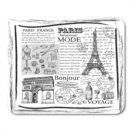 SIDONKU Vintage Baguette Paris Eiffel Tower France Cafe Mousepad Mouse Pad Mouse Mat 9x10