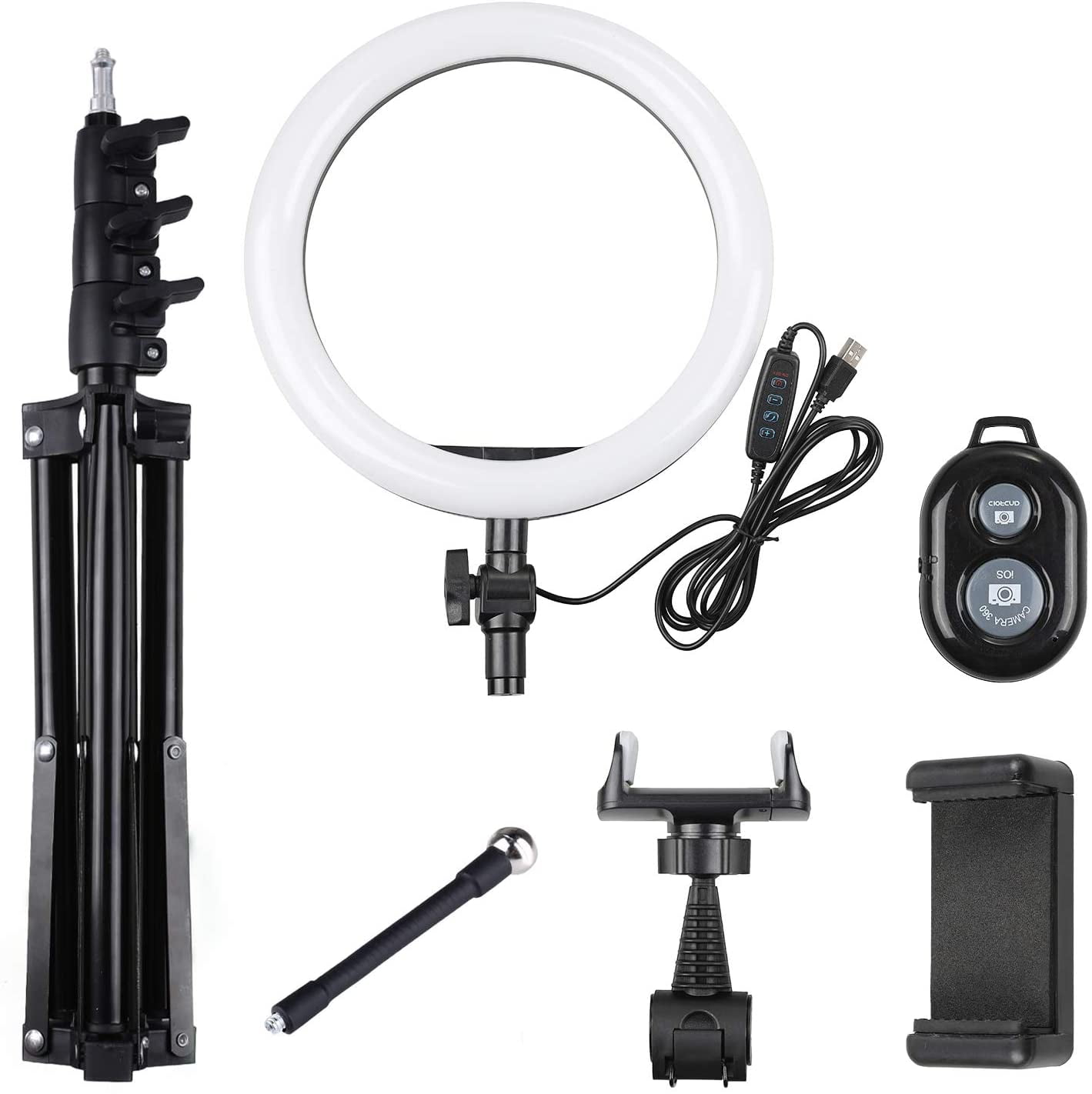 Rovtop 10 inch Ring Light with Stand Tripod, LED, Phone Holder for Selfie Camera Photography Makeup Video Live Streaming