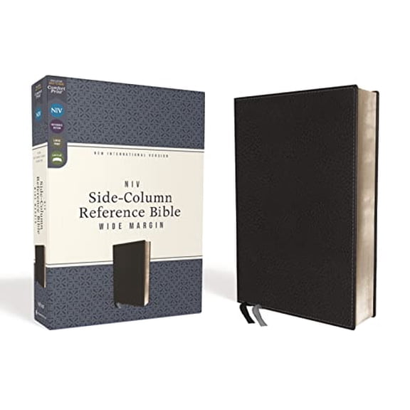 Pre-Owned Niv, Side-Column Reference Bible, Wide Margin, Leathersoft, Black, Comfort Print (Hardcover 9780310455493) by Zondervan