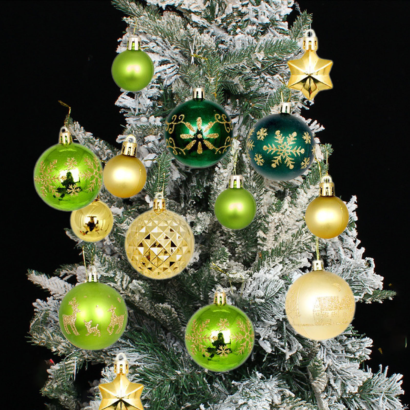 44 Décorations Suspendues Pour Sapin De Noël - Boules Gouttes En Or Noir, Brillantes Et Réutilisables