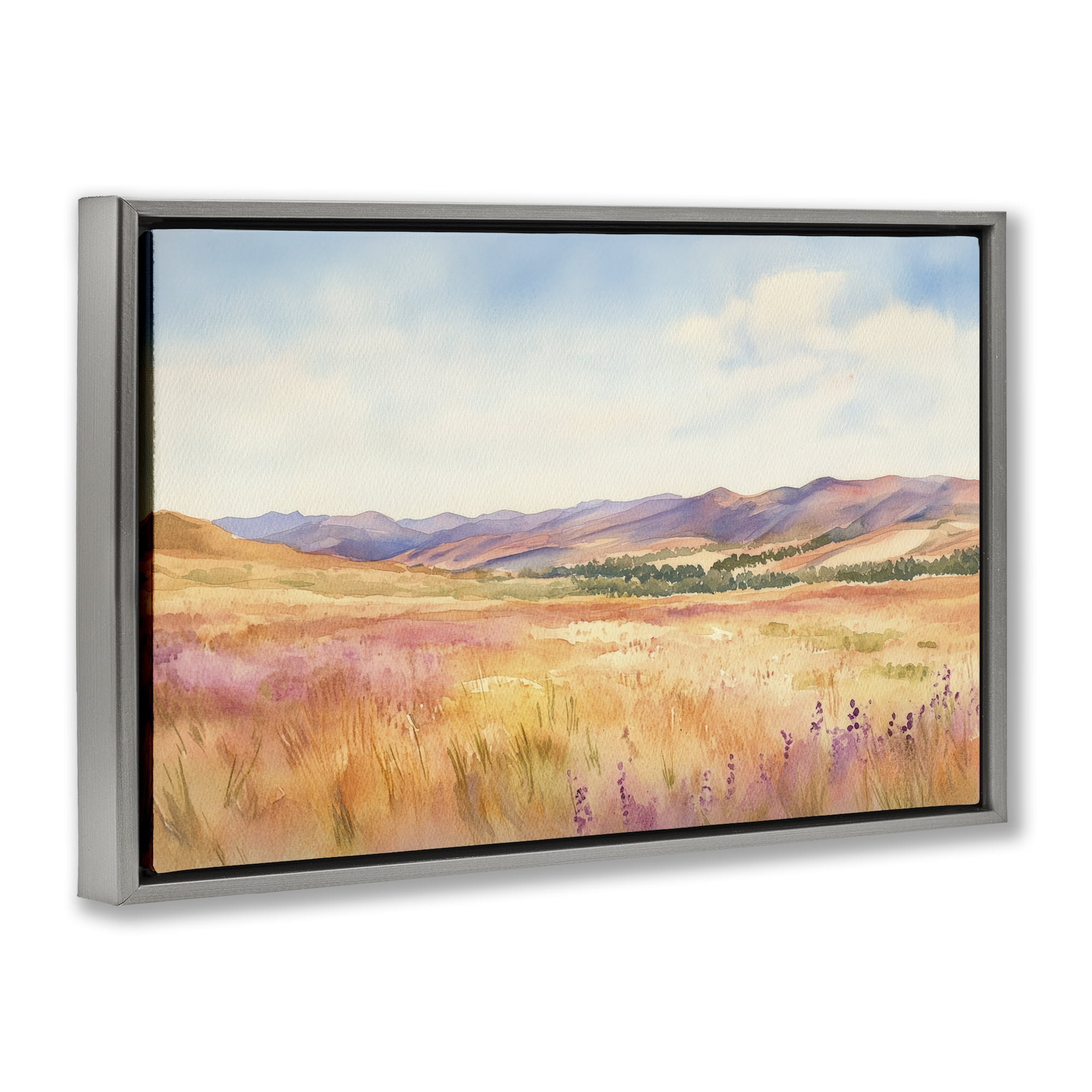 Stupell Industries Pastel Valley Panorama Gray Framed Floater Canvas Wall Art, design by Petal Prints Design