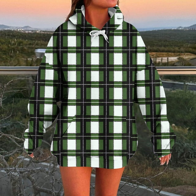 Holiday Gift Finder Vestes à Capuche pour Femmes Grande Taille Chandails en Molleton et Chandails à Capuchon Mode Femme Hiver Manches Longues Régulier Imprimé Confortable Débardeur Vert Armée m